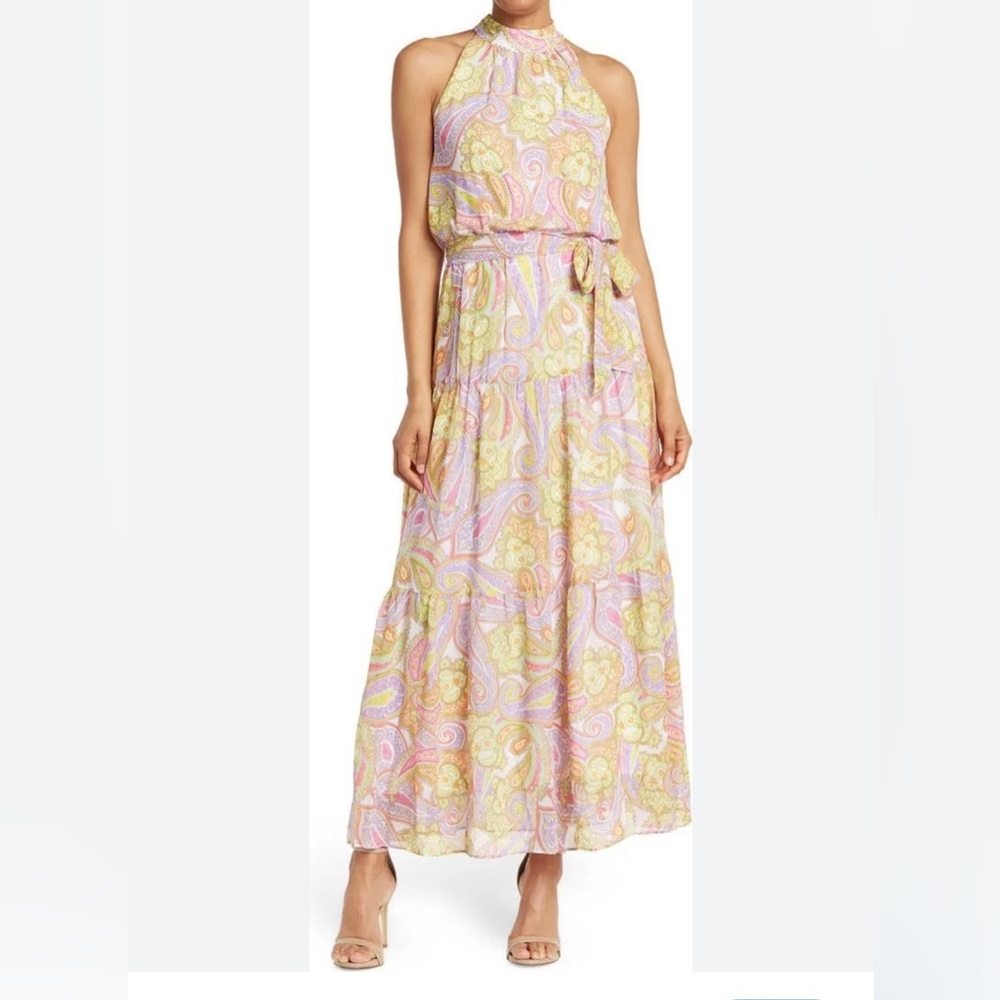 Julia Jordan Halter neck paisley Maxi dress NWOT size 12 multicolor